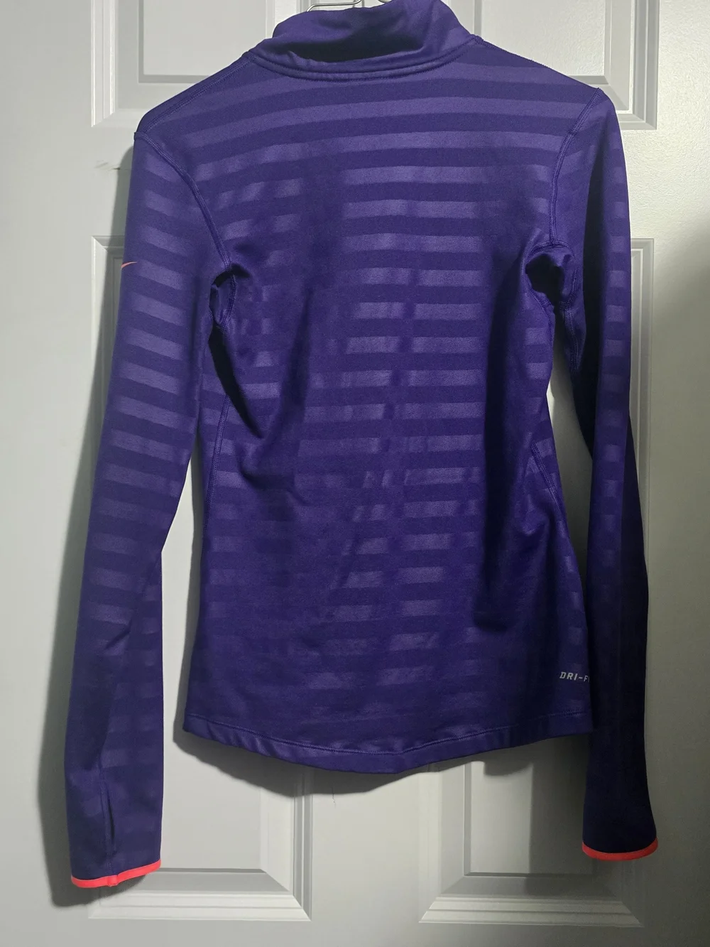 Nike Women's Purple Quarter-Zip Athletic Top with Orange Trim